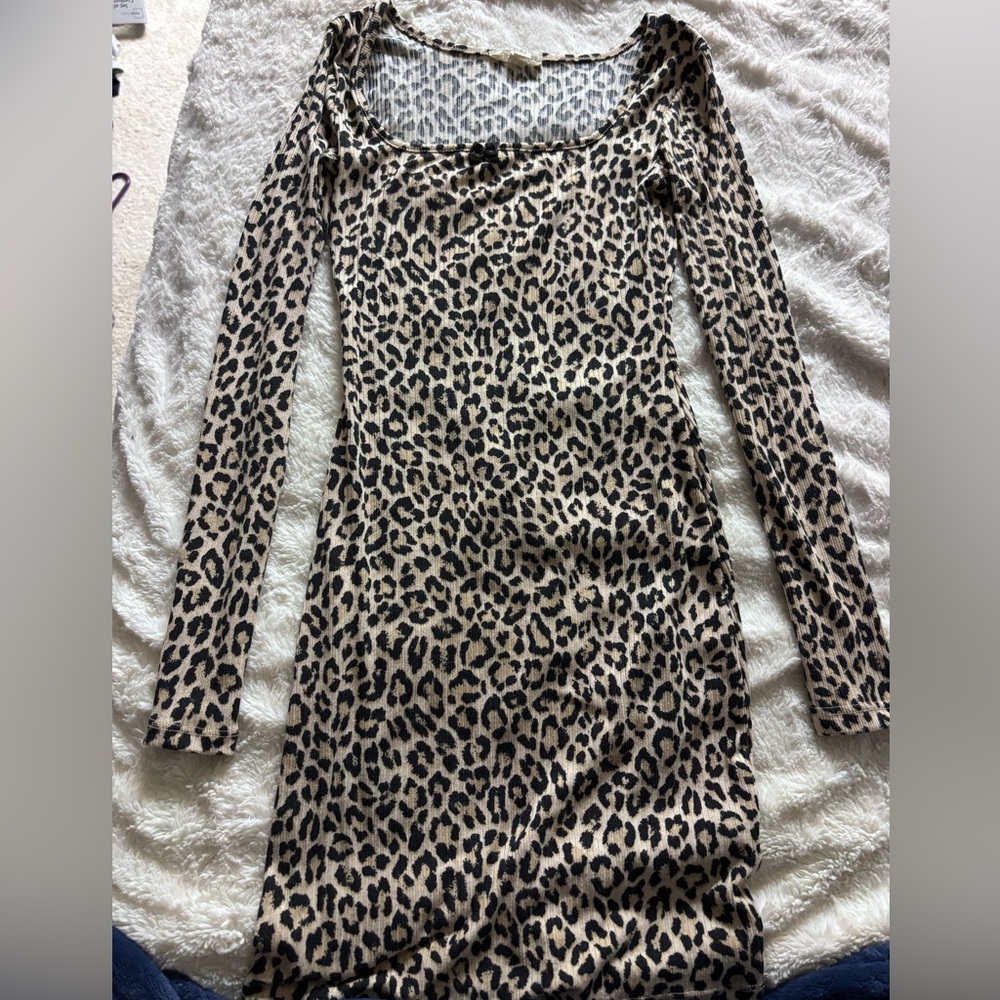 Cheetah print tight dress.